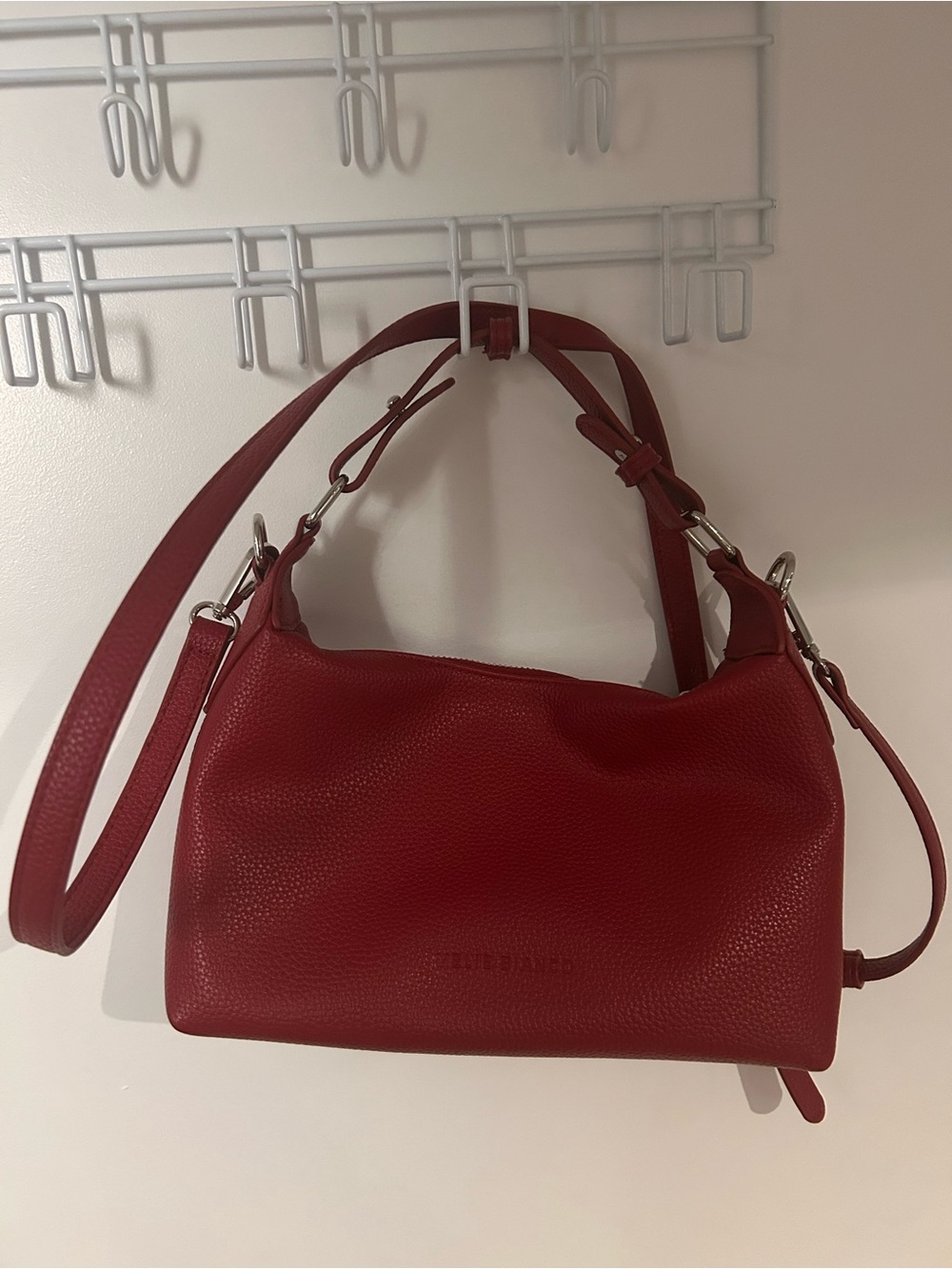Classic Red Pebbled Crossbody Shoulder Bag